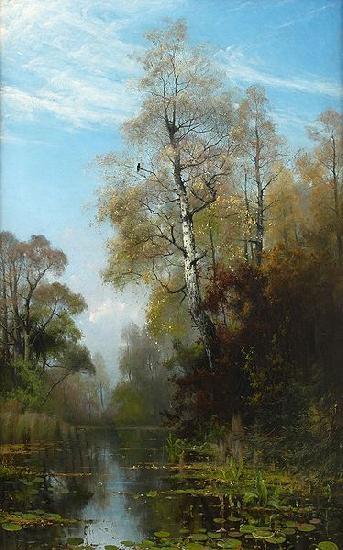 Mauritz Lindstrom Lake Scene in Autumn Norge oil painting art